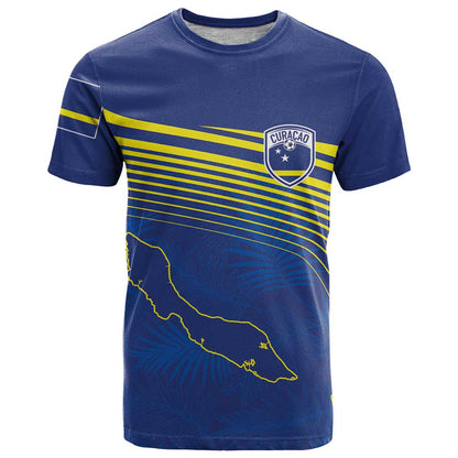 Curacao Football Custom Korsou Blue Wave T-Shirt Making History Graphic Tee