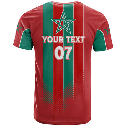 Custom Morocco Football T-Shirt Nations Cup 2024 Atlas Lions Graphic Tee