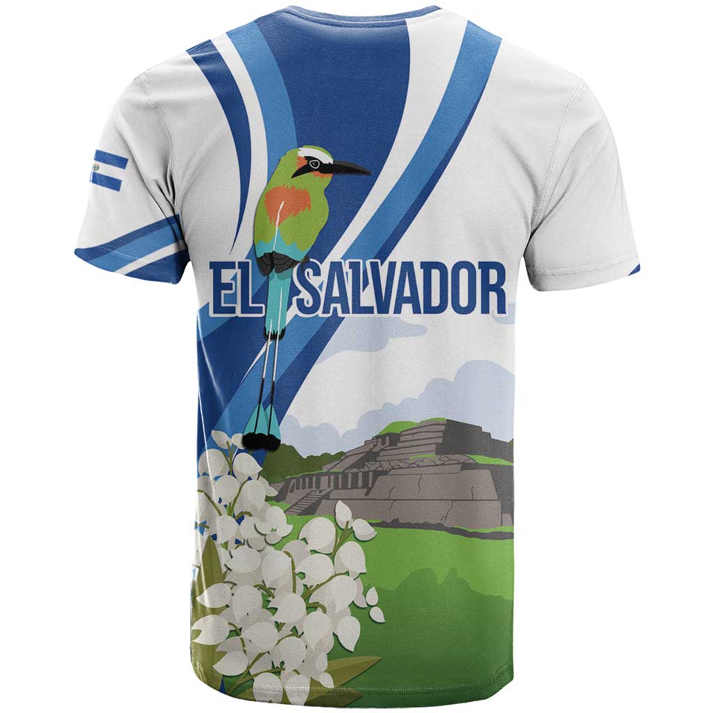 El Salvador Tazumal T-Shirt Flor de Izote with Torogoz Bird Graphic Tee