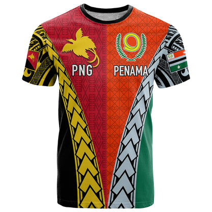 Personalised Papua New Guinea Mix Penama T-Shirt Tribal Patterns Half-Half Style Graphic Tee