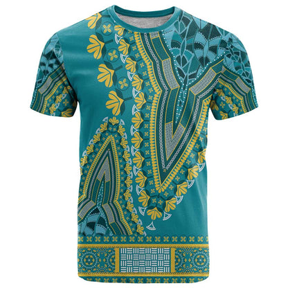 African Dashiki T-Shirt Luxury Teal Graphic Tee