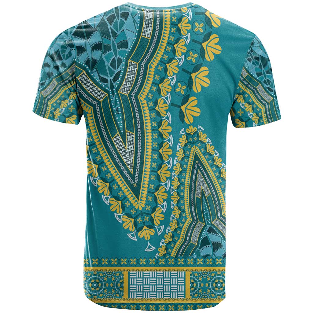 African Dashiki T-Shirt Luxury Teal Graphic Tee