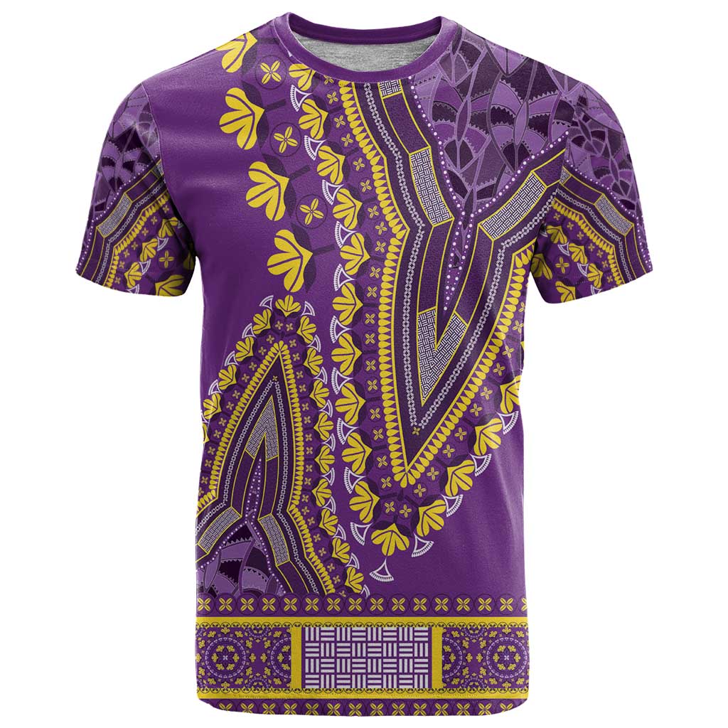 African Dashiki T-Shirt Luxury Violet Graphic Tee