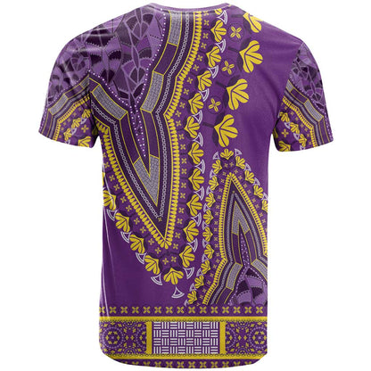 African Dashiki T-Shirt Luxury Violet Graphic Tee