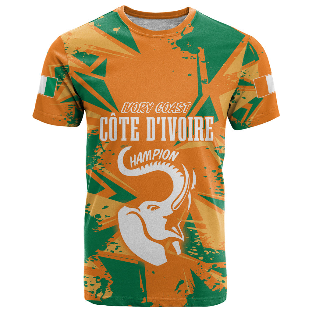 Ivory Coast Football Custom T-Shirt Les Elephants Champions Graphic Tee