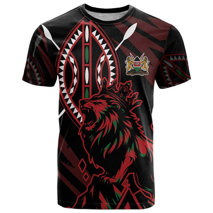 Kenya King Lion Personalized T-Shirt Stylized Maasai Shield Graphic Tee