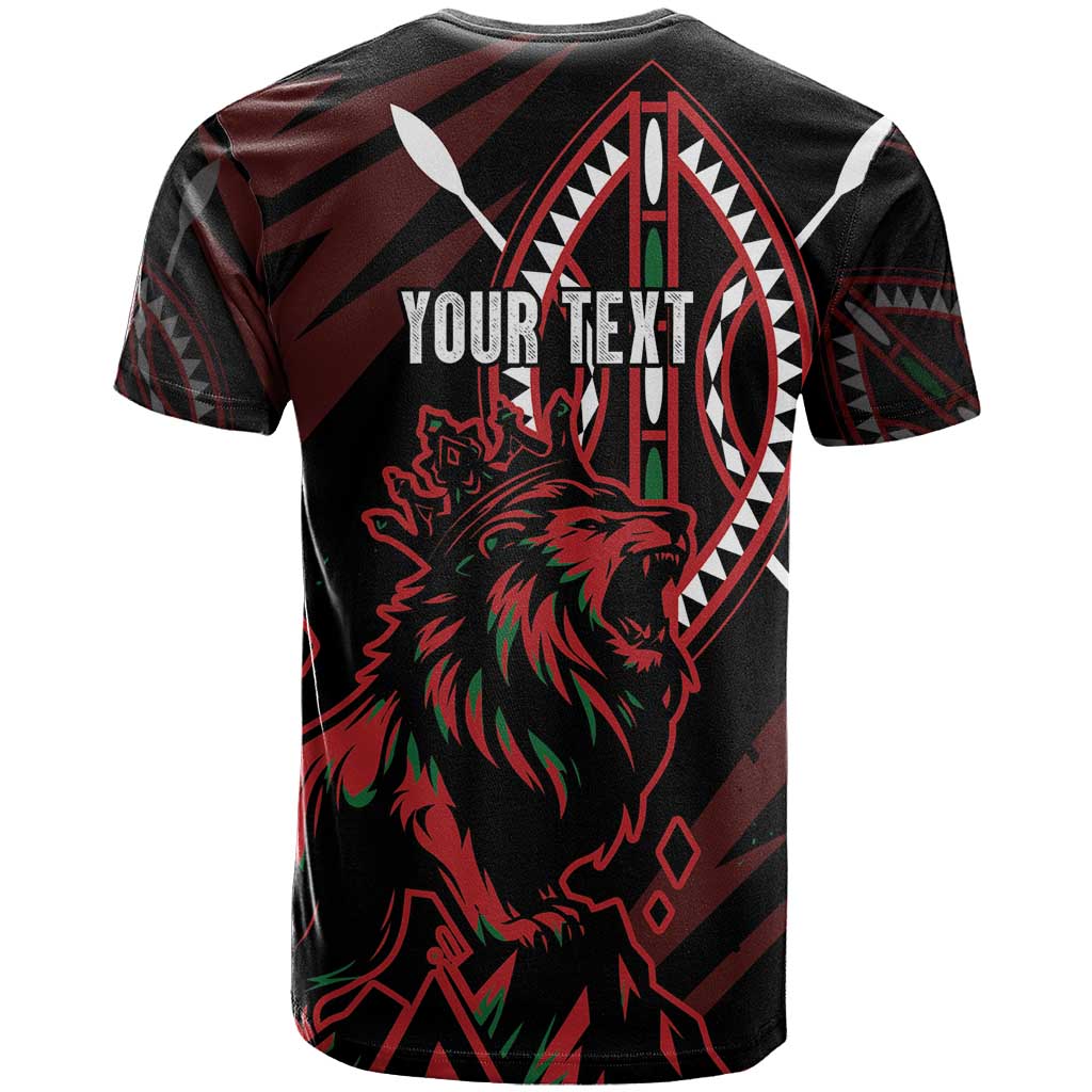 Kenya King Lion Personalized T-Shirt Stylized Maasai Shield Graphic Tee