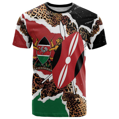 Kenya Grunge T-Shirt Mix Animal Skin Pattern Graphic Tee