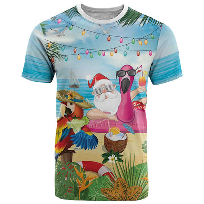 Have Yourself A Beachy Little Christmas T-Shirt with Santa Chilling Graphic Tee