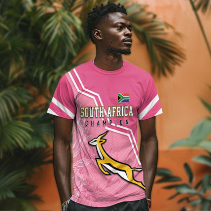 Personalized South Africa WC2026 T-Shirt Springboks Special Pink Graphic Tee