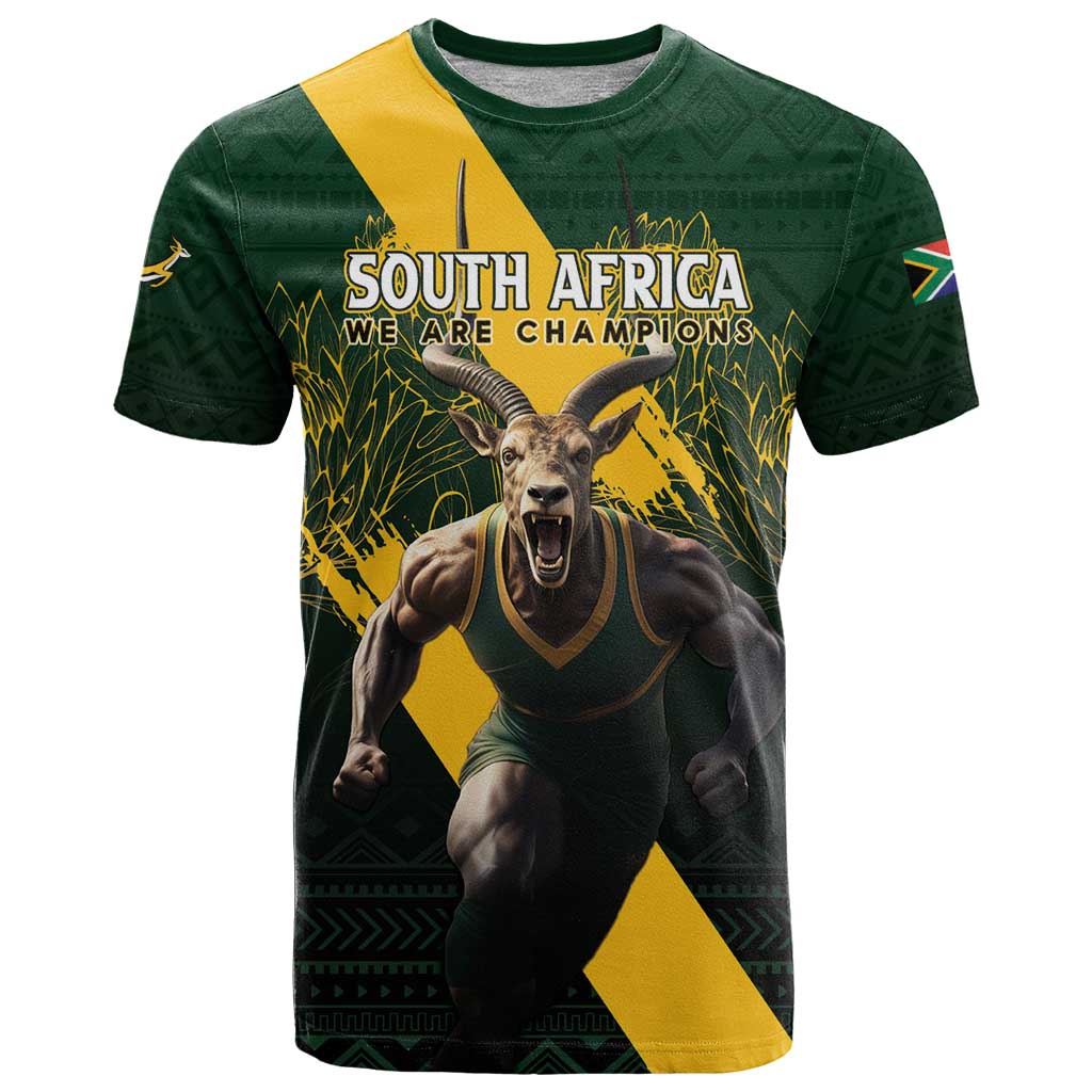 Personalised South Africa Rugby T-Shirt Proud Bokke We Are Champions Graphic Tee