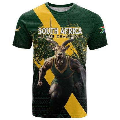 Personalised South Africa Rugby T-Shirt Proud Bokke We Are Champions Graphic Tee