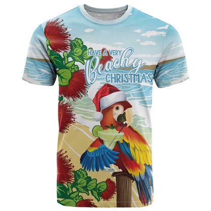 Have A Very Beach Christmas T-Shirt Parrot By Lehua Flower Graphic Tee