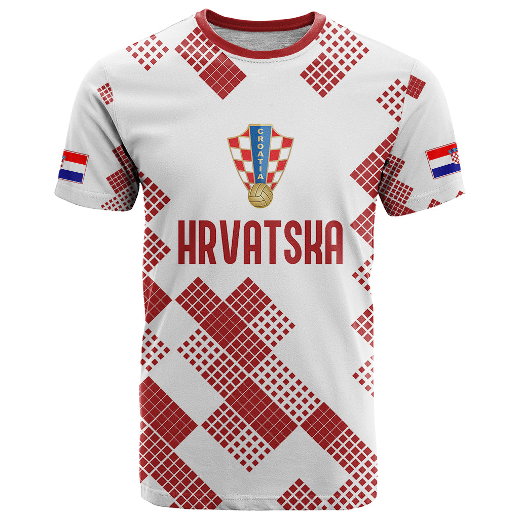 Personalised Croatia Football T-Shirt Champions Hrvatska - Mosaic Style Graphic Tee
