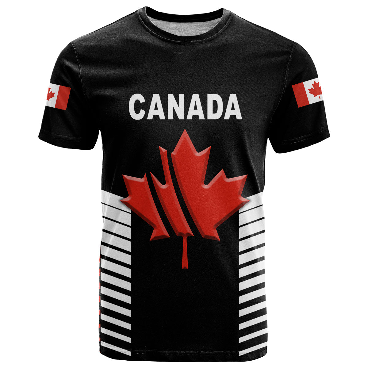 Custom Canada Cricket T-Shirt Maple Leaf Unique Style Black Graphic Tee