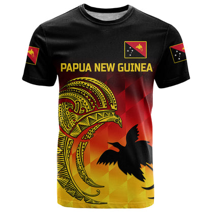 Custom Papua New Guinea Barramundis Cricket T-Shirt Birds Of Paradise Paradisaea Raggiana Original Gradient Flag Vibes Graphic Tee