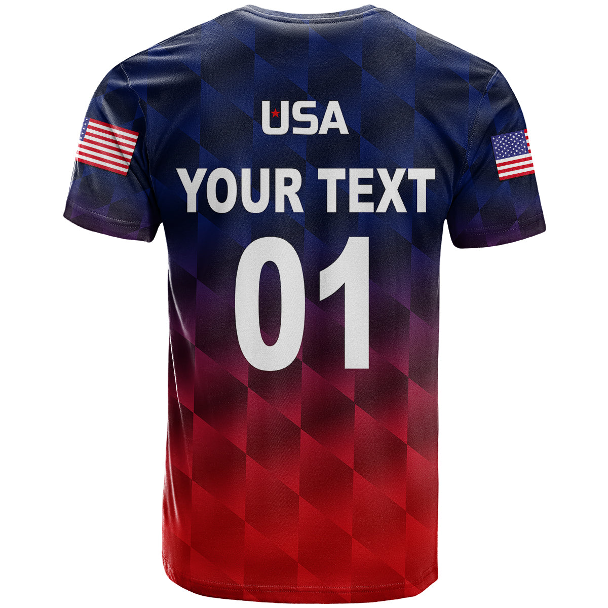 Custom United States National Cricket T-Shirt Team USA Cricket Gradient Navy Red Graphic Tee