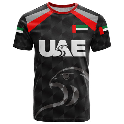Custom United Arab Emirates UAE Cricket T-Shirt Falcon Special Black Graphic Tee