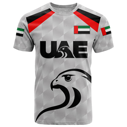 Custom United Arab Emirates UAE Cricket T-Shirt Falcon Special Grey Graphic Tee