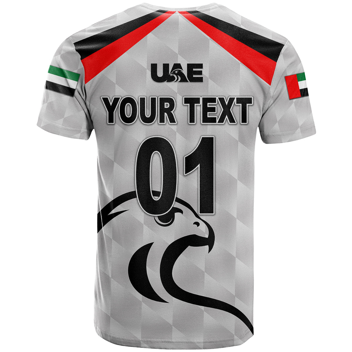 Custom United Arab Emirates UAE Cricket T-Shirt Falcon Special Grey Graphic Tee