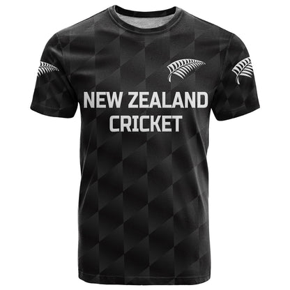 Custom New Zealand Cricket T-Shirt Silver Fern Unique Black Graphic Tee
