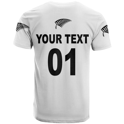 Custom New Zealand Cricket T-Shirt Silver Fern Unique White Graphic Tee