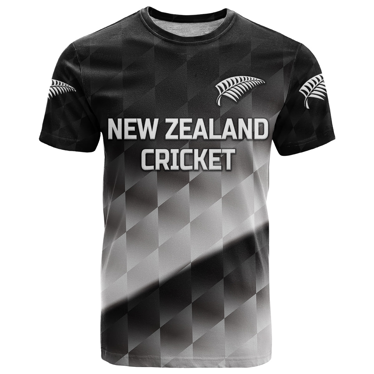 Custom New Zealand Cricket T-Shirt Silver Fern Unique Gradient Graphic Tee