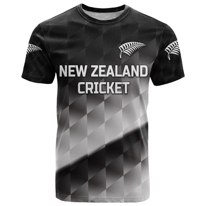 Custom New Zealand Cricket T-Shirt Silver Fern Unique Gradient Graphic Tee
