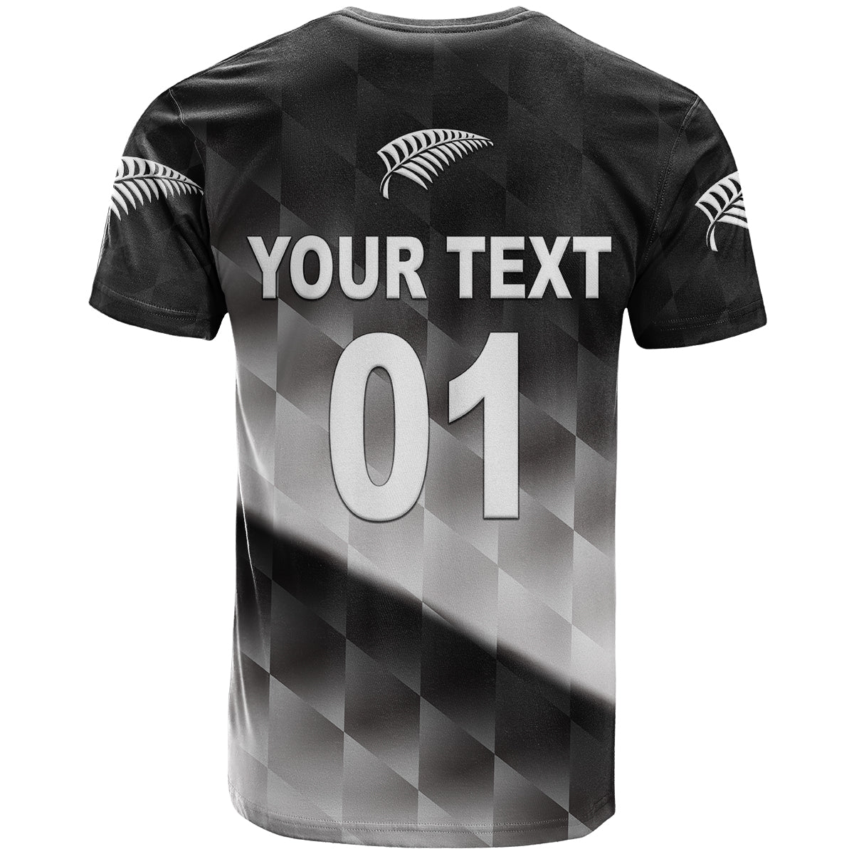 Custom New Zealand Cricket T-Shirt Silver Fern Unique Gradient Graphic Tee