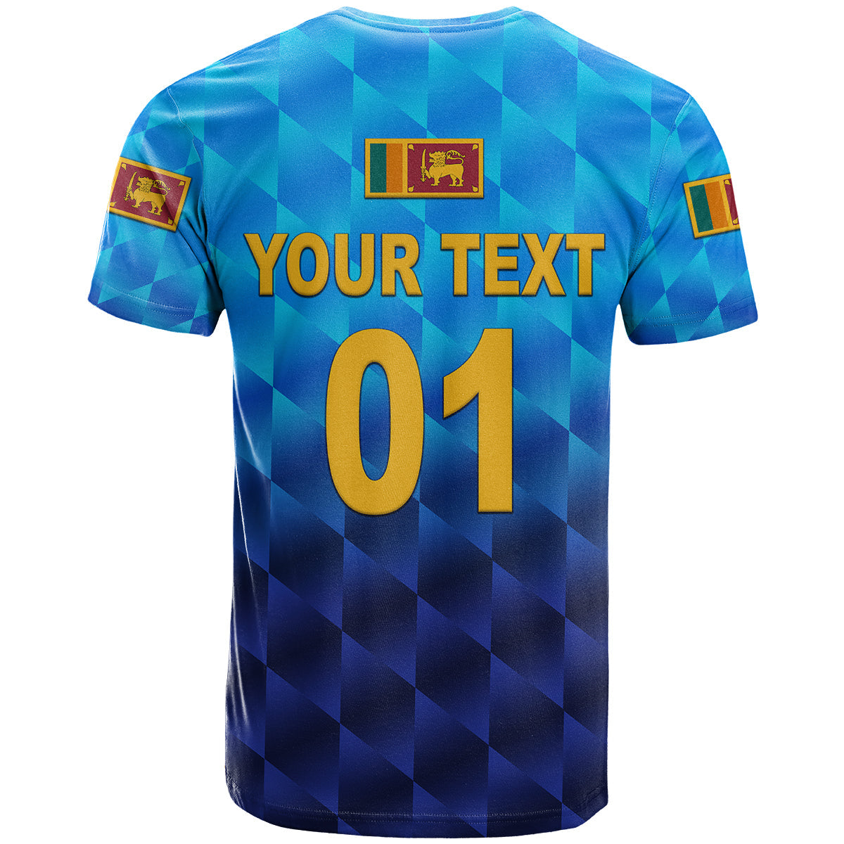 Custom Sri Lanka Cricket T-Shirt The Lions Unique Gradient Blue Graphic Tee