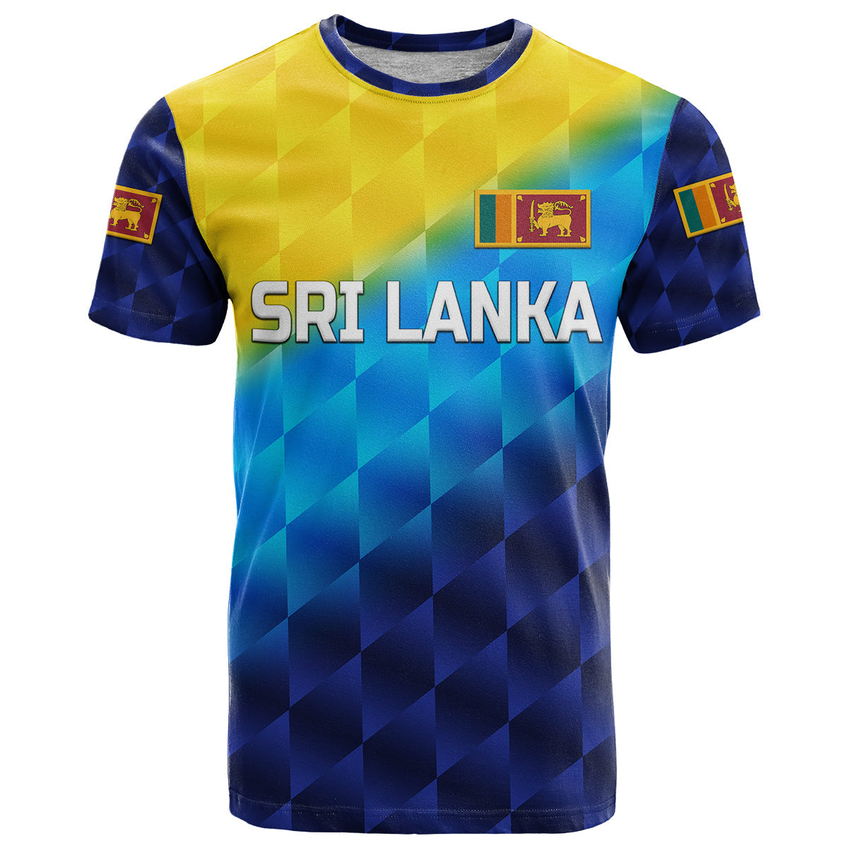 Custom Sri Lanka Cricket T-Shirt The Lions Special Gradient Blue Graphic Tee