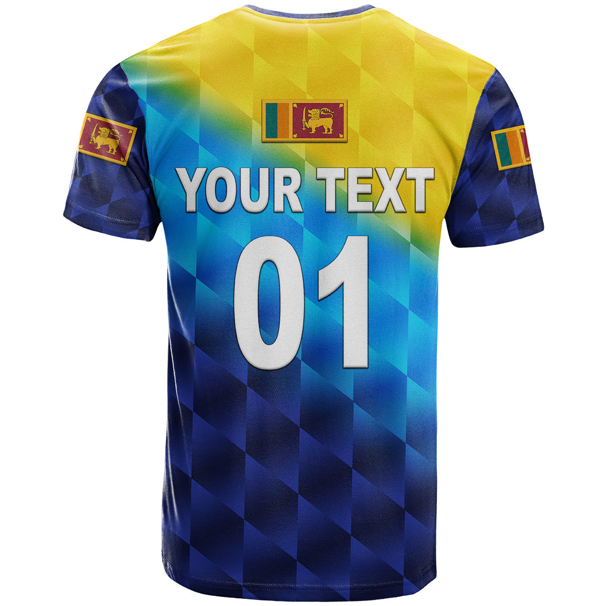 Custom Sri Lanka Cricket T-Shirt The Lions Special Gradient Blue Graphic Tee