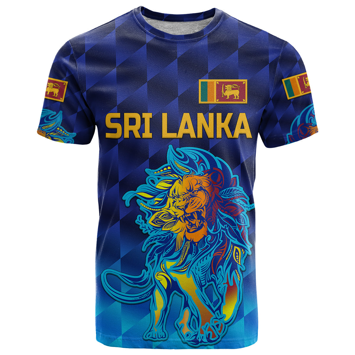 Custom Sri Lanka Cricket T-Shirt The Lions Pride Version Blue Graphic Tee
