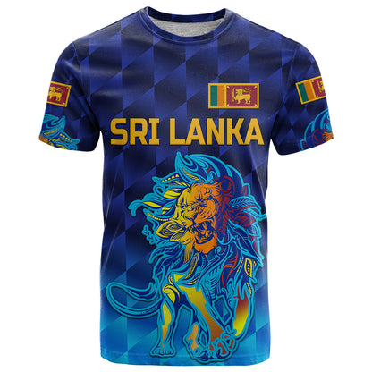Custom Sri Lanka Cricket T-Shirt The Lions Pride Version Blue Graphic Tee