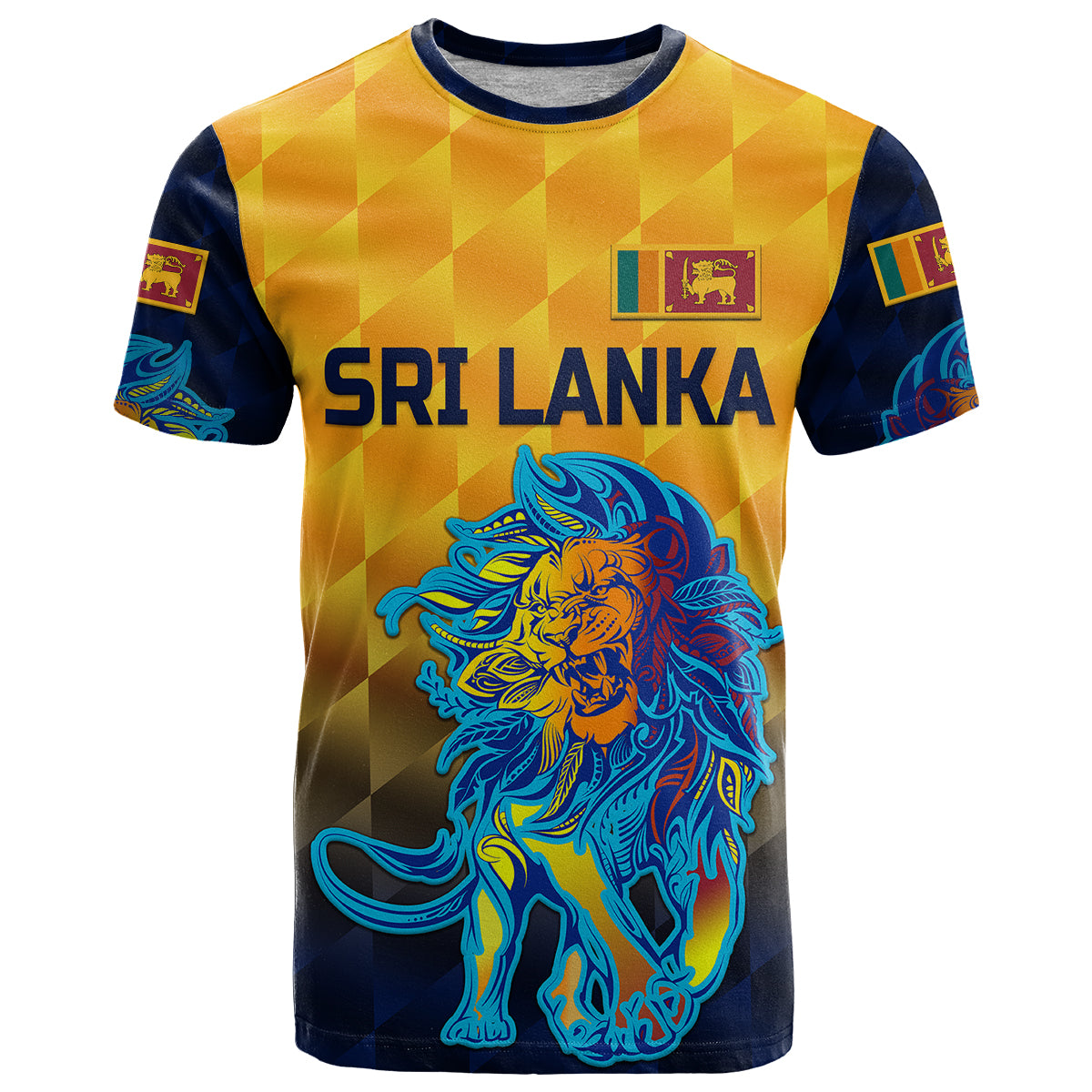 Custom Sri Lanka Cricket T-Shirt The Lions Pride Version Yellow Graphic Tee
