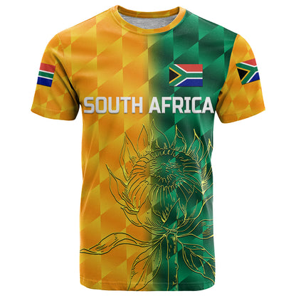 Custom South Africa Proteas Cricket T-Shirt Simple Yellow Graphic Tee