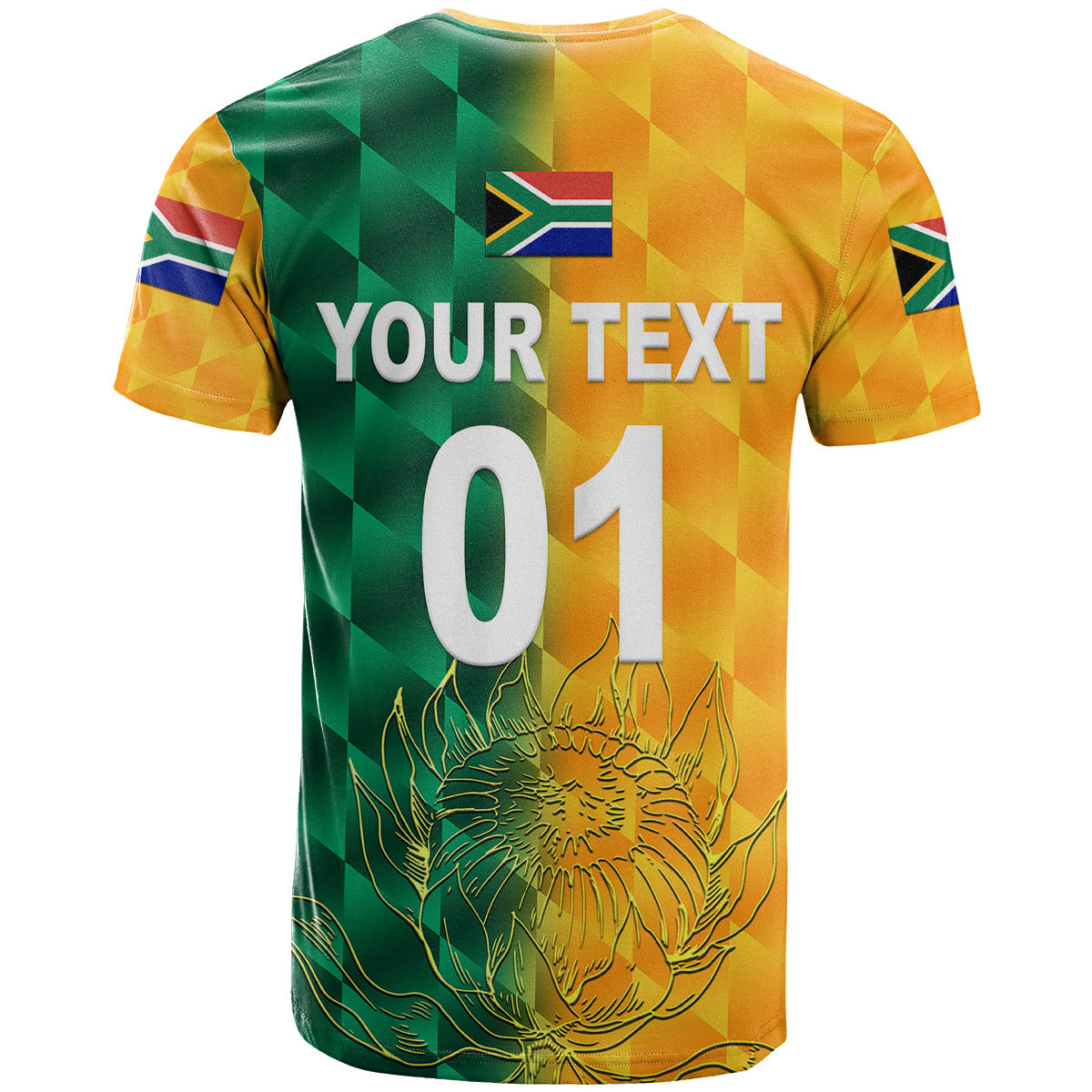 Custom South Africa Proteas Cricket T-Shirt Simple Yellow Graphic Tee