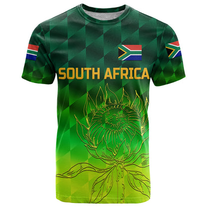 Custom South Africa Proteas Cricket T-Shirt Simple Gradient Green Graphic Tee