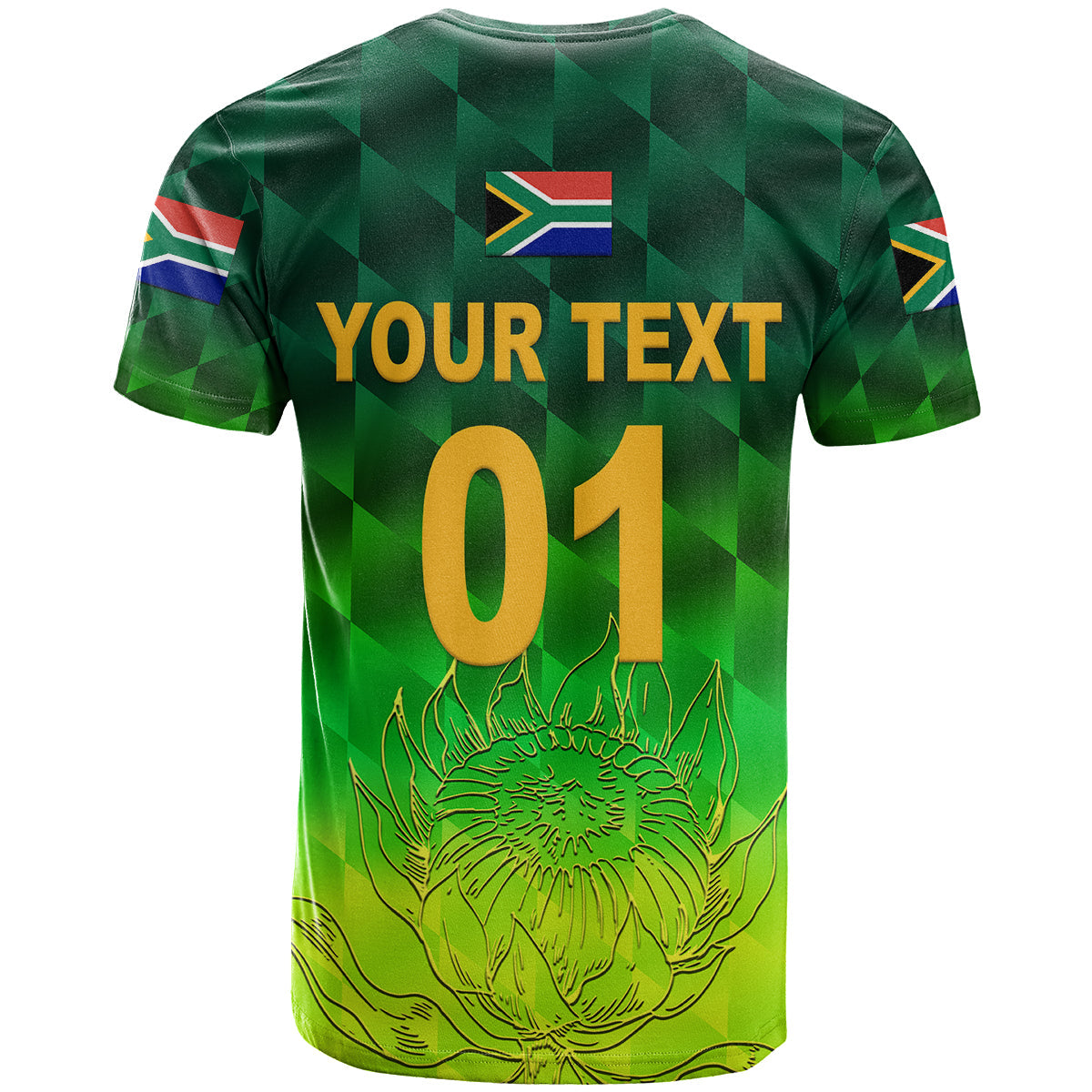 Custom South Africa Proteas Cricket T-Shirt Simple Gradient Green Graphic Tee