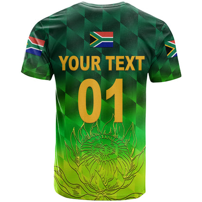 Custom South Africa Proteas Cricket T-Shirt Simple Gradient Green Graphic Tee