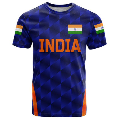 Custom India Cricket T-Shirt Men In Blue Unique Blue Graphic Tee