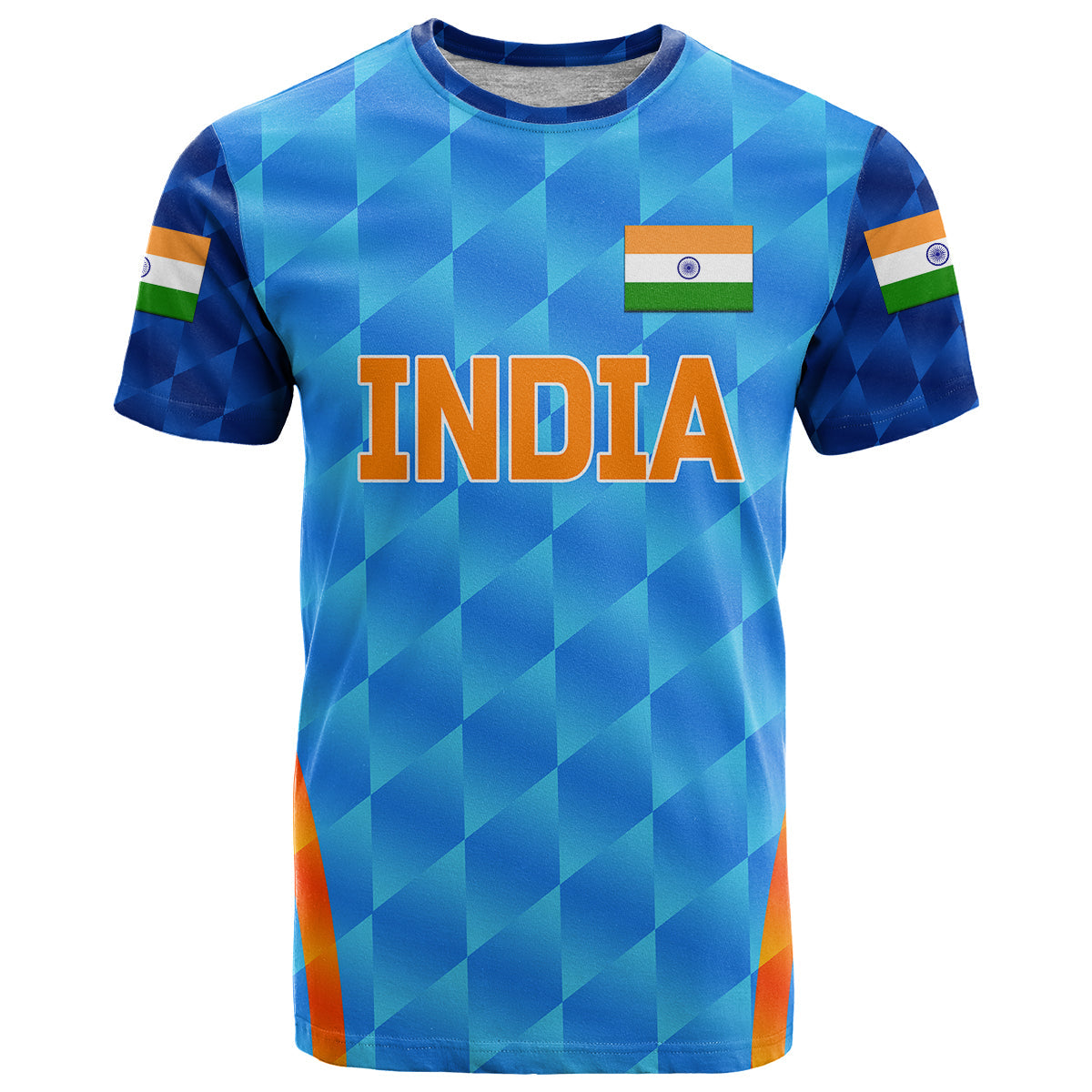 Custom India Cricket T-Shirt Men In Blue Unique Light Blue Graphic Tee