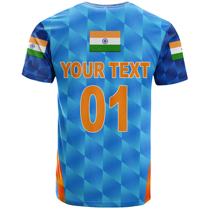 Custom India Cricket T-Shirt Men In Blue Unique Light Blue Graphic Tee