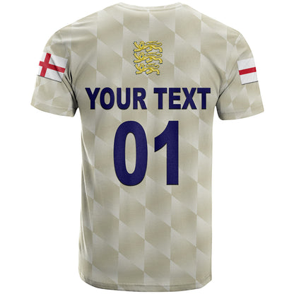 Custom England Cricket T-Shirt Unique Beige Graphic Tee