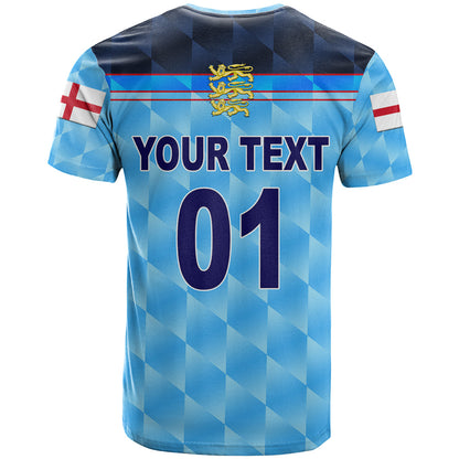 Custom England Cricket T-Shirt Unique Blue Graphic Tee