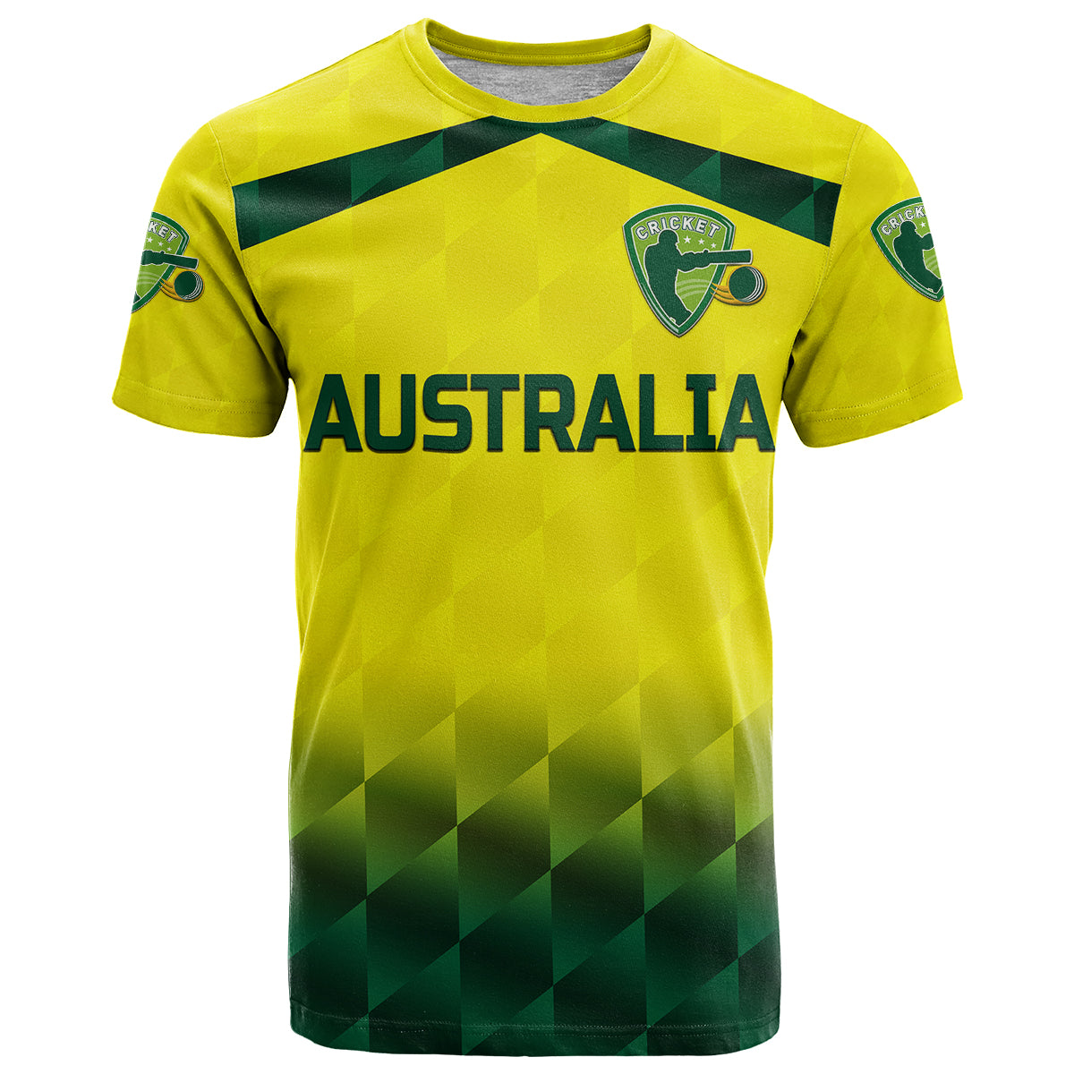 Custom Australia Cricket T-Shirt Aussie Unique Gradient Yellow Vibes Graphic Tee
