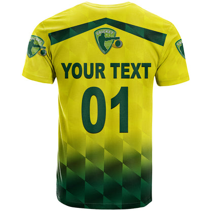 Custom Australia Cricket T-Shirt Aussie Unique Gradient Yellow Vibes Graphic Tee