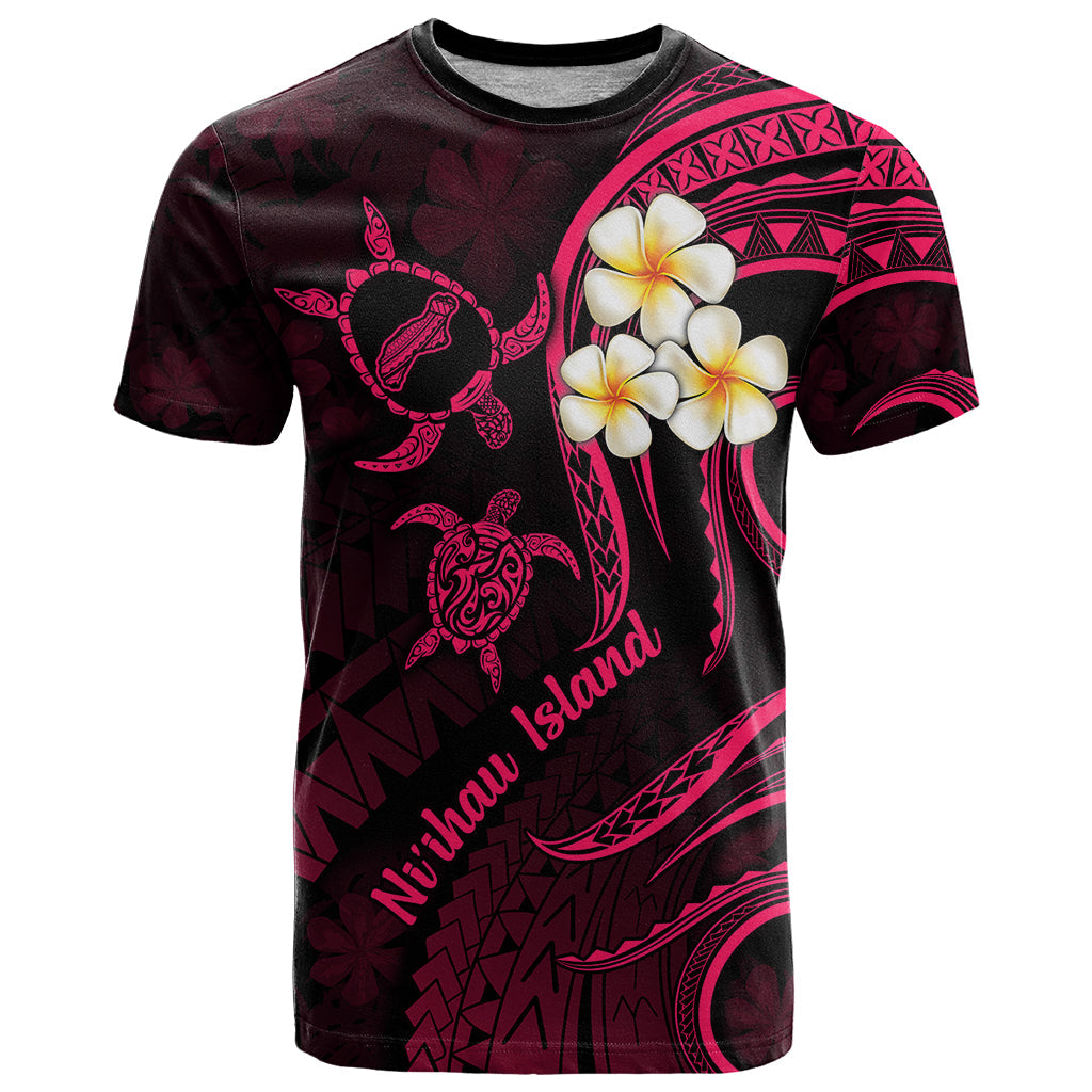 Hawaii T-Shirt Niihau Islands Polynesian Sunset Plumeria Pink Vibe Graphic Tee