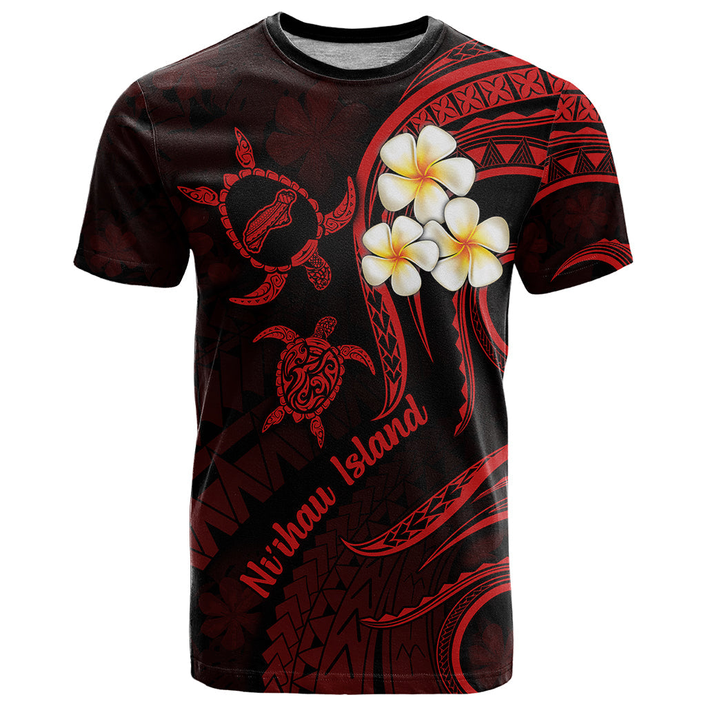 Polynesian Hawaii T-Shirt Niihau Islands with Pacific Plumeria Red Vibe Graphic Tee