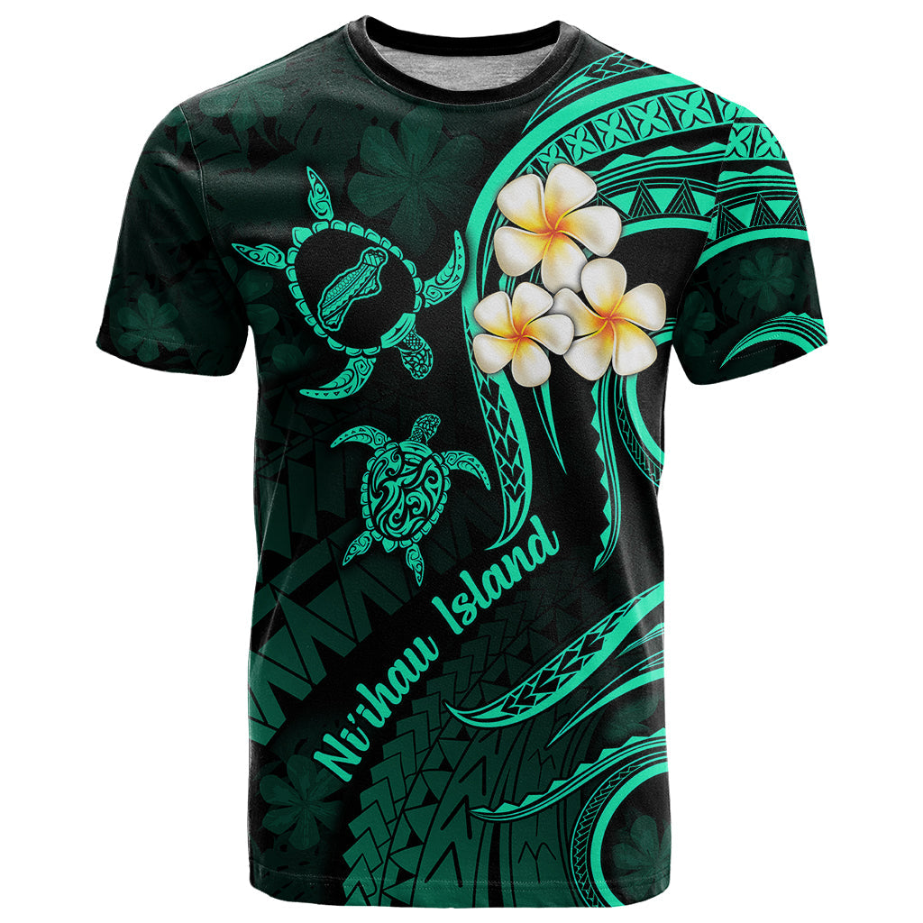 Polynesian Hawaii T-Shirt Niihau Islands with Pacific Plumeria Turquoise Vibe Graphic Tee